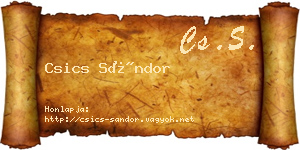 Csics Sándor névjegykártya